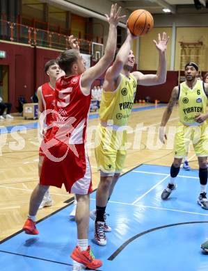 Basketball 2. Liga 2024/2025. Grunddurchgang 16. Runde.  Woerthersee Piraten gegen Upper Austrian Ballers.  Andreas Nuck  (Piraten),  Valentin Pils   (Austrian Ballers). Klagenfurt, am 26.1.2025.
Foto: Kuess


---
pressefotos, pressefotografie, kuess, qs, qspictures, sport, bild, bilder, bilddatenbank