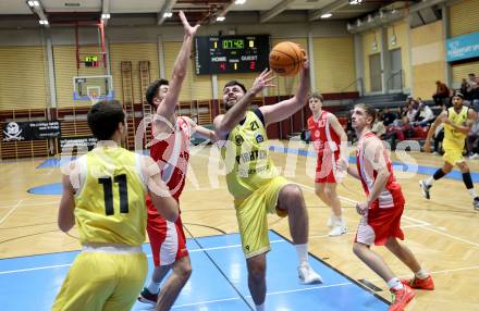 Basketball 2. Liga 2024/2025. Grunddurchgang 16. Runde.  Woerthersee Piraten gegen Upper Austrian Ballers.  Marin Sliskovic  (Piraten),  Luka Kujundzic  (Austrian Ballers). Klagenfurt, am 26.1.2025.
Foto: Kuess


---
pressefotos, pressefotografie, kuess, qs, qspictures, sport, bild, bilder, bilddatenbank