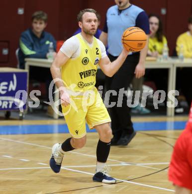 Basketball 2. Liga 2024/2025. Grunddurchgang 16. Runde.  Woerthersee Piraten gegen Upper Austrian Ballers.  Tim Huber  (Piraten),   Klagenfurt, am 26.1.2025.
Foto: Kuess


---
pressefotos, pressefotografie, kuess, qs, qspictures, sport, bild, bilder, bilddatenbank