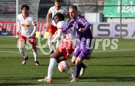Fussball Bundesliga. SK Austria Klagenfurt gegen Red Bull Salzburg. Florian Jaritz (Austria Klagenfurt), Hendry Aron Blank (Salzburg). Klagenfurt, am 9.2.2025.
Foto: Kuess
www.qspictures.net
---
pressefotos, pressefotografie, kuess, qs, qspictures, sport, bild, bilder, bilddatenbank