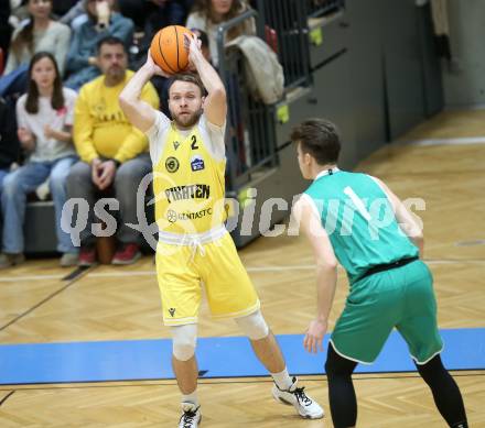 Basketball 2. Liga 2024/2025. Grunddurchgang 20. Runde.  Woerthersee Piraten gegen KOS.    Tim Huber (Piraten),   Klagenfurt, am 22.2.2025.
Foto: Kuess


---
pressefotos, pressefotografie, kuess, qs, qspictures, sport, bild, bilder, bilddatenbank