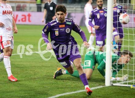 Fussball Bundesliga. SK Austria Klagenfurt gegen GAK. Torjubel Ben Bobzien  (Klagenfurt). Klagenfurt, am 22.2.2025.
Foto: Kuess
---
pressefotos, pressefotografie, kuess, qs, qspictures, sport, bild, bilder, bilddatenbank