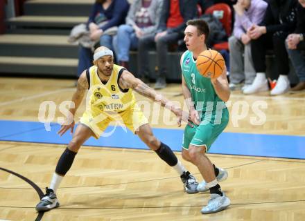 Basketball 2. Liga 2024/2025. Grunddurchgang 20. Runde.  Woerthersee Piraten gegen KOS.    Shawn L. Ray  (Piraten),  Niklas Michel (KOS). Klagenfurt, am 22.2.2025.
Foto: Kuess


---
pressefotos, pressefotografie, kuess, qs, qspictures, sport, bild, bilder, bilddatenbank