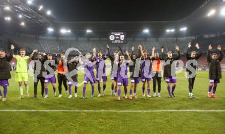 Fussball Bundesliga. SK Austria Klagenfurt gegen GAK. Jubel  (Klagenfurt). Klagenfurt, am 22.2.2025.
Foto: Kuess
---
pressefotos, pressefotografie, kuess, qs, qspictures, sport, bild, bilder, bilddatenbank