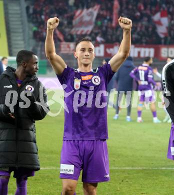 Fussball Bundesliga. SK Austria Klagenfurt gegen GAK. Jubel Tobias Koch (Klagenfurt).  Klagenfurt, am 22.2.2025.
Foto: Kuess
---
pressefotos, pressefotografie, kuess, qs, qspictures, sport, bild, bilder, bilddatenbank