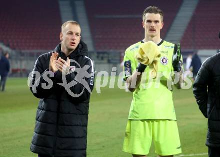 Fussball Bundesliga. SK Austria Klagenfurt gegen GAK. Jubel Florian Jaritz, Simon Spari (Klagenfurt).  Klagenfurt, am 22.2.2025.
Foto: Kuess
---
pressefotos, pressefotografie, kuess, qs, qspictures, sport, bild, bilder, bilddatenbank