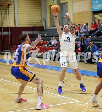 Basketball 2. Liga 2024/2025. Grunddurchgang 21. Runde.   KOS Celovec gegen BBU Salzburg.   Nikolas Susa (KOS),  Aleksandar Andjelkovic  (Salzburg). Klagenfurt, am 1.3.2025.
Foto: Kuess


---
pressefotos, pressefotografie, kuess, qs, qspictures, sport, bild, bilder, bilddatenbank