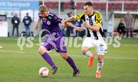 Fussball Bundesliga. SK Austria Klagenfurt gegen LASK. Martin Hinteregger (Klagenfurt),  Maximilian Entrup  (LASK). Klagenfurt, am 2.3..2025.
Foto: Kuess
---
pressefotos, pressefotografie, kuess, qs, qspictures, sport, bild, bilder, bilddatenbank