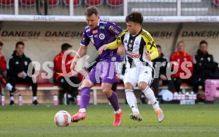 Fussball Bundesliga. SK Austria Klagenfurt gegen LASK. Christopher Wernitznig (Klagenfurt),   Sascha Horvath (LASK). Klagenfurt, am 2.3..2025.
Foto: Kuess
---
pressefotos, pressefotografie, kuess, qs, qspictures, sport, bild, bilder, bilddatenbank