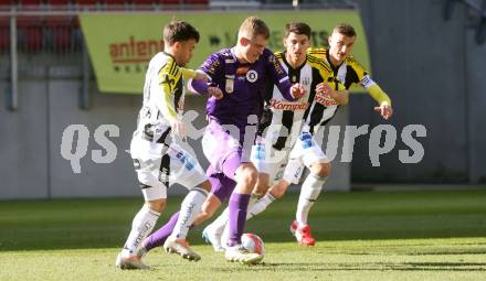Fussball Bundesliga. SK Austria Klagenfurt gegen LASK. Nicolas Binder (Klagenfurt),   Sascha Horvath  (LASK). Klagenfurt, am 2.3..2025.
Foto: Kuess
---
pressefotos, pressefotografie, kuess, qs, qspictures, sport, bild, bilder, bilddatenbank