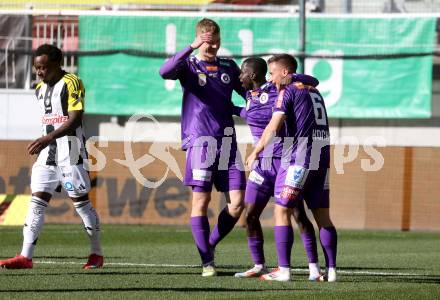 Fussball Bundesliga. SK Austria Klagenfurt gegen LASK. Torjubel Nicolas Binder, Tobias Koch, Solomon Bonnah (Klagenfurt). Klagenfurt, am 2.3..2025.
Foto: Kuess
---
pressefotos, pressefotografie, kuess, qs, qspictures, sport, bild, bilder, bilddatenbank