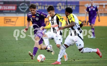 Fussball Bundesliga. SK Austria Klagenfurt gegen LASK. Matteo Kitz (Klagenfurt),  Sascha Horvath (LASK).  Klagenfurt, am 2.3..2025.
Foto: Kuess
---
pressefotos, pressefotografie, kuess, qs, qspictures, sport, bild, bilder, bilddatenbank