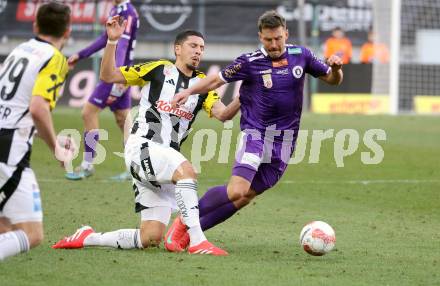 Fussball Bundesliga. SK Austria Klagenfurt gegen LASK. Christopher Wernitznig (Klagenfurt),  Robert Zulj (LASK).  Klagenfurt, am 2.3..2025.
Foto: Kuess
---
pressefotos, pressefotografie, kuess, qs, qspictures, sport, bild, bilder, bilddatenbank