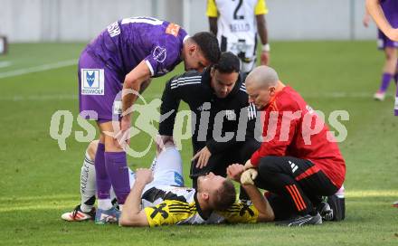 Fussball Bundesliga. SK Austria Klagenfurt gegen LASK. David Toshevski (Klagenfurt),  Hrvoje Smolcic (LASK).  Klagenfurt, am 2.3..2025.
Foto: Kuess
---
pressefotos, pressefotografie, kuess, qs, qspictures, sport, bild, bilder, bilddatenbank