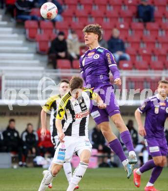 Fussball Bundesliga. SK Austria Klagenfurt gegen LASK. Jannik Robatsch (Klagenfurt),   Krystof Danek (LASK). Klagenfurt, am 2.3..2025.
Foto: Kuess
---
pressefotos, pressefotografie, kuess, qs, qspictures, sport, bild, bilder, bilddatenbank
