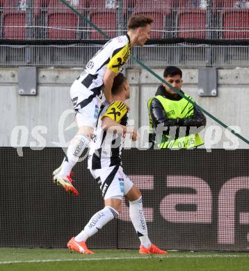 Fussball Bundesliga. SK Austria Klagenfurt gegen LASK. Torjubel Krystof Danek, Maximilian Entrup  (LASK). Klagenfurt, am 2.3..2025.
Foto: Kuess
---
pressefotos, pressefotografie, kuess, qs, qspictures, sport, bild, bilder, bilddatenbank