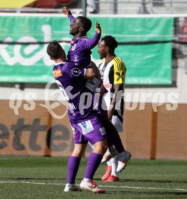 Fussball Bundesliga. SK Austria Klagenfurt gegen LASK. Torjubel Tobias Koch, Solomon Bonnah (Klagenfurt). Klagenfurt, am 2.3..2025.
Foto: Kuess
---
pressefotos, pressefotografie, kuess, qs, qspictures, sport, bild, bilder, bilddatenbank