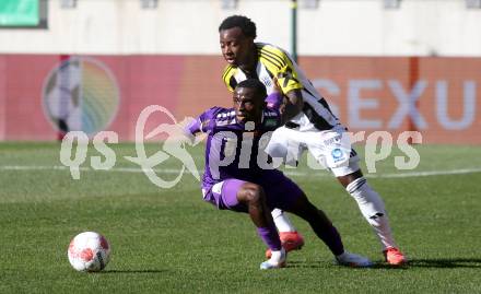 Fussball Bundesliga. SK Austria Klagenfurt gegen LASK. Solomon Bonnah (Klagenfurt),   George Bello (LASK). Klagenfurt, am 2.3..2025.
Foto: Kuess
---
pressefotos, pressefotografie, kuess, qs, qspictures, sport, bild, bilder, bilddatenbank