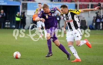 Fussball Bundesliga. SK Austria Klagenfurt gegen LASK. Martin Hinteregger  (Klagenfurt), Maximilian Entrup  (LASK). Klagenfurt, am 2.3..2025.
Foto: Kuess
---
pressefotos, pressefotografie, kuess, qs, qspictures, sport, bild, bilder, bilddatenbank