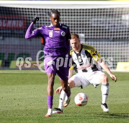 Fussball Bundesliga. SK Austria Klagenfurt gegen LASK. Dikeni Salifou (Klagenfurt), Hrvoje Smolcic (LASK). Klagenfurt, am 2.3..2025.
Foto: Kuess
---
pressefotos, pressefotografie, kuess, qs, qspictures, sport, bild, bilder, bilddatenbank