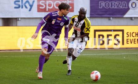 Fussball Bundesliga. SK Austria Klagenfurt gegen LASK. Thorsten Mahrer (Klagenfurt), Samuel Oluwabukunmi Adeniran (LASK). Klagenfurt, am 2.3..2025.
Foto: Kuess
---
pressefotos, pressefotografie, kuess, qs, qspictures, sport, bild, bilder, bilddatenbank