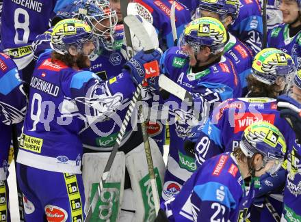 Eishockey ICE Bundesliga. VSV gegen Bozen.  Jubel Alexander Rauchenwald, Philipp Lindner (VSV). Villach, am 4.3.2025
Foto: Kuess
---
pressefotos, pressefotografie, kuess, qs, qspictures, sport, bild, bilder, bilddatenbank