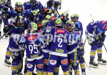 Eishockey ICE Bundesliga. VSV gegen Bozen.  Torjubel Jubel (VSV). Villach, am 4.3.2025
Foto: Kuess
---
pressefotos, pressefotografie, kuess, qs, qspictures, sport, bild, bilder, bilddatenbank
