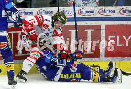 Eishockey ICE Bundesliga. VSV gegen Bozen.  Torjubel Guus Van Nes  (VSV), Adam Helewka  (Bozen). Villach, am 4.3.2025
Foto: Kuess
---
pressefotos, pressefotografie, kuess, qs, qspictures, sport, bild, bilder, bilddatenbank