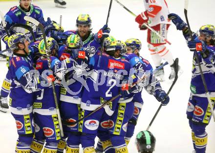 Eishockey ICE Bundesliga. VSV gegen Bozen.  Torjubel Jubel (VSV). Villach, am 4.3.2025
Foto: Kuess
---
pressefotos, pressefotografie, kuess, qs, qspictures, sport, bild, bilder, bilddatenbank