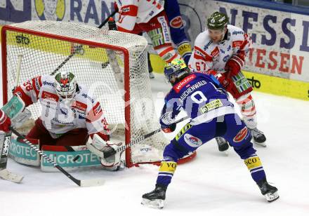 Eishockey ICE Bundesliga. VSV gegen Bozen.  Alexander Rauchenwald  (VSV), Sam Harvey (Bozen).  Villach, am 4.3.2025
Foto: Kuess
---
pressefotos, pressefotografie, kuess, qs, qspictures, sport, bild, bilder, bilddatenbank