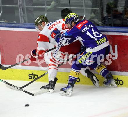 Eishockey ICE Bundesliga. VSV gegen Bozen.  Jubel Kevin Hancock (VSV), Simon Bourque (Bozen).  Villach, am 4.3.2025
Foto: Kuess
---
pressefotos, pressefotografie, kuess, qs, qspictures, sport, bild, bilder, bilddatenbank