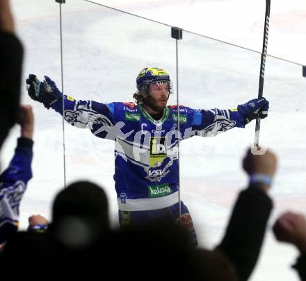 Eishockey ICE Bundesliga. VSV gegen Bozen.  Torjubel Alexander Rauchenwald (VSV). Villach, am 4.3.2025
Foto: Kuess
---
pressefotos, pressefotografie, kuess, qs, qspictures, sport, bild, bilder, bilddatenbank
