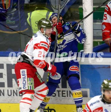Eishockey ICE Bundesliga. VSV gegen Bozen.  Torjubel Kevin Hancock  (VSV), Simon Bourque (Bozen). Villach, am 4.3.2025
Foto: Kuess
---
pressefotos, pressefotografie, kuess, qs, qspictures, sport, bild, bilder, bilddatenbank