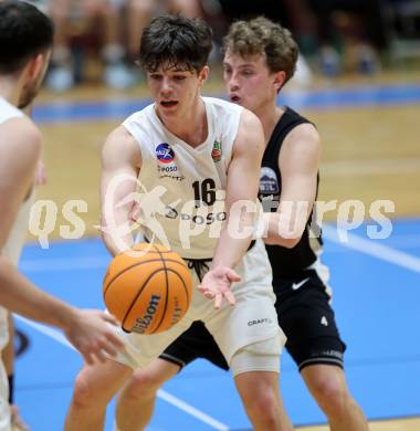 Basketball 2. Liga 2024/2025. Grunddurchgang 22. Runde.   KOS Celovec gegen RAIDERS Tirol.   Jaron Jabornig (KOS),  Klagenfurt, am 8.3.2025.
Foto: Kuess


---
pressefotos, pressefotografie, kuess, qs, qspictures, sport, bild, bilder, bilddatenbank