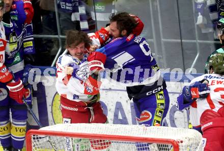 Eishockey ICE Bundesliga. VSV gegen Bozen.  Patrick Holway (VSV), Braden Dean Christoffer  (Bozen) . Villach, am 9.3.2025
Foto: Kuess
---
pressefotos, pressefotografie, kuess, qs, qspictures, sport, bild, bilder, bilddatenbank