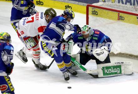 Eishockey ICE Bundesliga. VSV gegen Bozen.  Kevin Hancock, Jean Philippe Lamoreux (VSV), Matt Bradley (Bozen) . Villach, am 9.3.2025
Foto: Kuess
---
pressefotos, pressefotografie, kuess, qs, qspictures, sport, bild, bilder, bilddatenbank