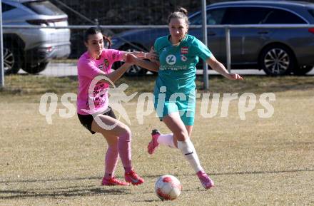 Fussball Frauen. 2. Bundesliga. Carinthians LIWOdruck Hornets gegen SG MALEREI GLANZER Geretsberg/Buerrmoos. Marie Lessacher (Carinthians Hornets), Andrea Ortner (Geretsberg/Buermoos). Sachsenburg, am 9.3.2024.
Foto: Kuess
---
pressefotos, pressefotografie, kuess, qs, qspictures, sport, bild, bilder, bilddatenbank