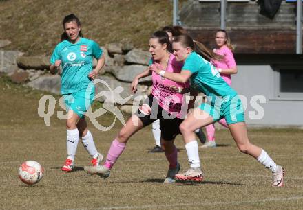 Fussball Frauen. 2. Bundesliga. Carinthians LIWOdruck Hornets gegen SG MALEREI GLANZER Geretsberg/Buerrmoos. Marie Sophie Klocker (Carinthians Hornets), Lara Marie Hopf (Geretsberg/Buermoos). Sachsenburg, am 9.3.2024.
Foto: Kuess
---
pressefotos, pressefotografie, kuess, qs, qspictures, sport, bild, bilder, bilddatenbank