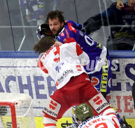 Eishockey ICE Bundesliga. VSV gegen Bozen.  Patrick Holway (VSV), Braden Dean Christoffer  (Bozen) . Villach, am 9.3.2025
Foto: Kuess
---
pressefotos, pressefotografie, kuess, qs, qspictures, sport, bild, bilder, bilddatenbank