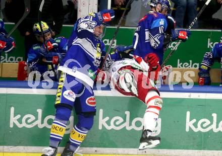 Eishockey ICE Bundesliga. VSV gegen Bozen.  Philipp Lindner (VSV), Braden Dean Christoffer (Bozen) . Villach, am 9.3.2025
Foto: Kuess
---
pressefotos, pressefotografie, kuess, qs, qspictures, sport, bild, bilder, bilddatenbank