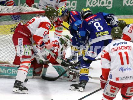 Eishockey ICE Bundesliga. VSV gegen Bozen.  Kevin Hancock, Maximilian Rebernig (VSV), Cole Hults, Braden Dean Christoffer (Bozen) . Villach, am 9.3.2025
Foto: Kuess
---
pressefotos, pressefotografie, kuess, qs, qspictures, sport, bild, bilder, bilddatenbank