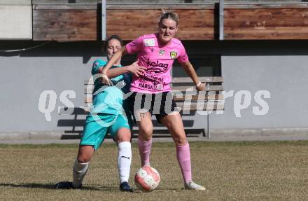 Fussball Frauen. 2. Bundesliga. Carinthians LIWOdruck Hornets gegen SG MALEREI GLANZER Geretsberg/Buerrmoos. Jasmin Michelle Ortner (Carinthians Hornets), Alexandra Aichner  (Geretsberg/Buermoos). Sachsenburg, am 9.3.2024.
Foto: Kuess
---
pressefotos, pressefotografie, kuess, qs, qspictures, sport, bild, bilder, bilddatenbank