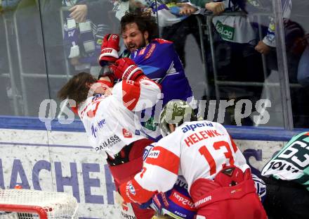 Eishockey ICE Bundesliga. VSV gegen Bozen.  Patrick Holway (VSV), Braden Dean Christoffer  (Bozen) . Villach, am 9.3.2025
Foto: Kuess
---
pressefotos, pressefotografie, kuess, qs, qspictures, sport, bild, bilder, bilddatenbank