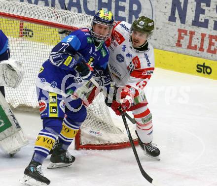 Eishockey ICE Bundesliga. VSV gegen Bozen.  Philipp Lindner (VSV), Adam Helewka (Bozen) . Villach, am 9.3.2025
Foto: Kuess
---
pressefotos, pressefotografie, kuess, qs, qspictures, sport, bild, bilder, bilddatenbank