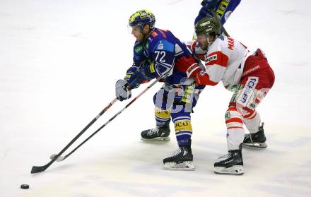 Eishockey ICE Bundesliga. VSV gegen Bozen.  John Hughes  (VSV), Daniel Mantenuto  (Bozen) . Villach, am 9.3.2025
Foto: Kuess
---
pressefotos, pressefotografie, kuess, qs, qspictures, sport, bild, bilder, bilddatenbank
