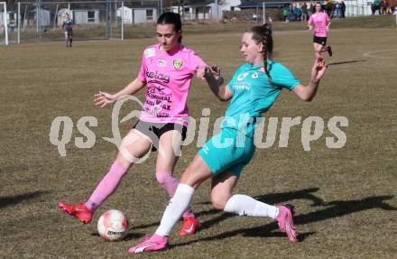 Fussball Frauen. 2. Bundesliga. Carinthians LIWOdruck Hornets gegen SG MALEREI GLANZER Geretsberg/Buerrmoos. Marie Lessacher (Carinthians Hornets), Andrea Ortner (Geretsberg/Buermoos). Sachsenburg, am 9.3.2024.
Foto: Kuess
---
pressefotos, pressefotografie, kuess, qs, qspictures, sport, bild, bilder, bilddatenbank