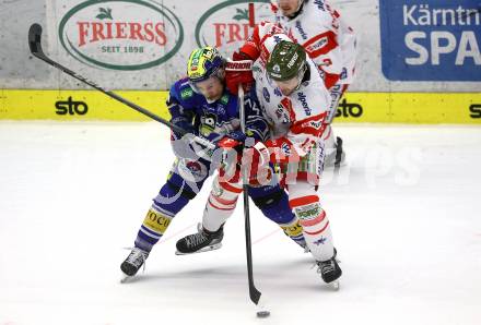 Eishockey ICE Bundesliga. VSV gegen Bozen.  Max Coatta   (VSV), Adam Helewka  (Bozen) . Villach, am 9.3.2025
Foto: Kuess
---
pressefotos, pressefotografie, kuess, qs, qspictures, sport, bild, bilder, bilddatenbank