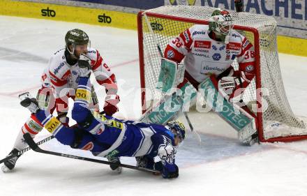 Eishockey ICE Bundesliga. VSV gegen Bozen.  Elias Wallenta (VSV), ADylan Di Perna, Sam Harvey (Bozen) . Villach, am 14.3.2025
Foto: Kuess
---
pressefotos, pressefotografie, kuess, qs, qspictures, sport, bild, bilder, bilddatenbank
