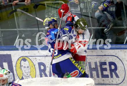 Eishockey ICE Bundesliga. VSV gegen Bozen.  Thomas Vallant (VSV), Anthony Salinitri  (Bozen) . Villach, am 14.3.2025
Foto: Kuess
---
pressefotos, pressefotografie, kuess, qs, qspictures, sport, bild, bilder, bilddatenbank