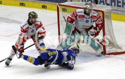 Eishockey ICE Bundesliga. VSV gegen Bozen.  Elias Wallenta (VSV), Dylan Di Perna, Sam Harvey (Bozen) . Villach, am 14.3.2025
Foto: Kuess
---
pressefotos, pressefotografie, kuess, qs, qspictures, sport, bild, bilder, bilddatenbank
